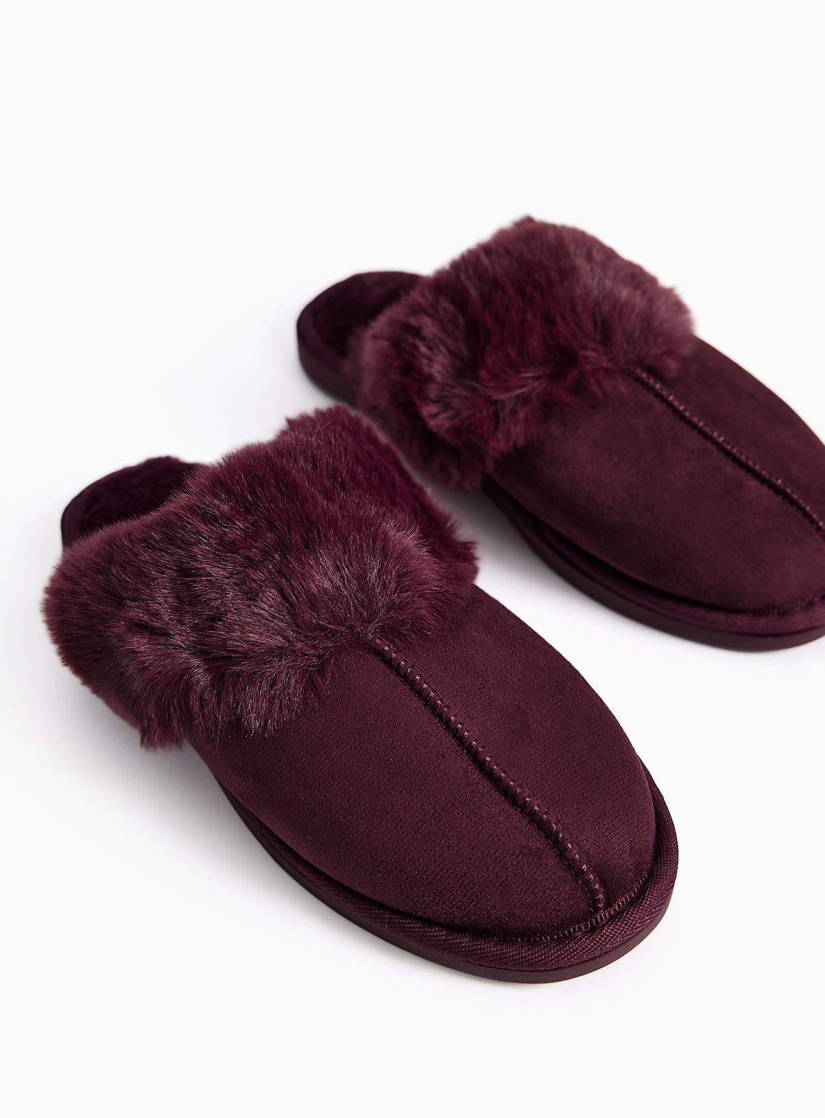 Mulberry Fur Trim Microfibre Mule Slippers S - Image 1